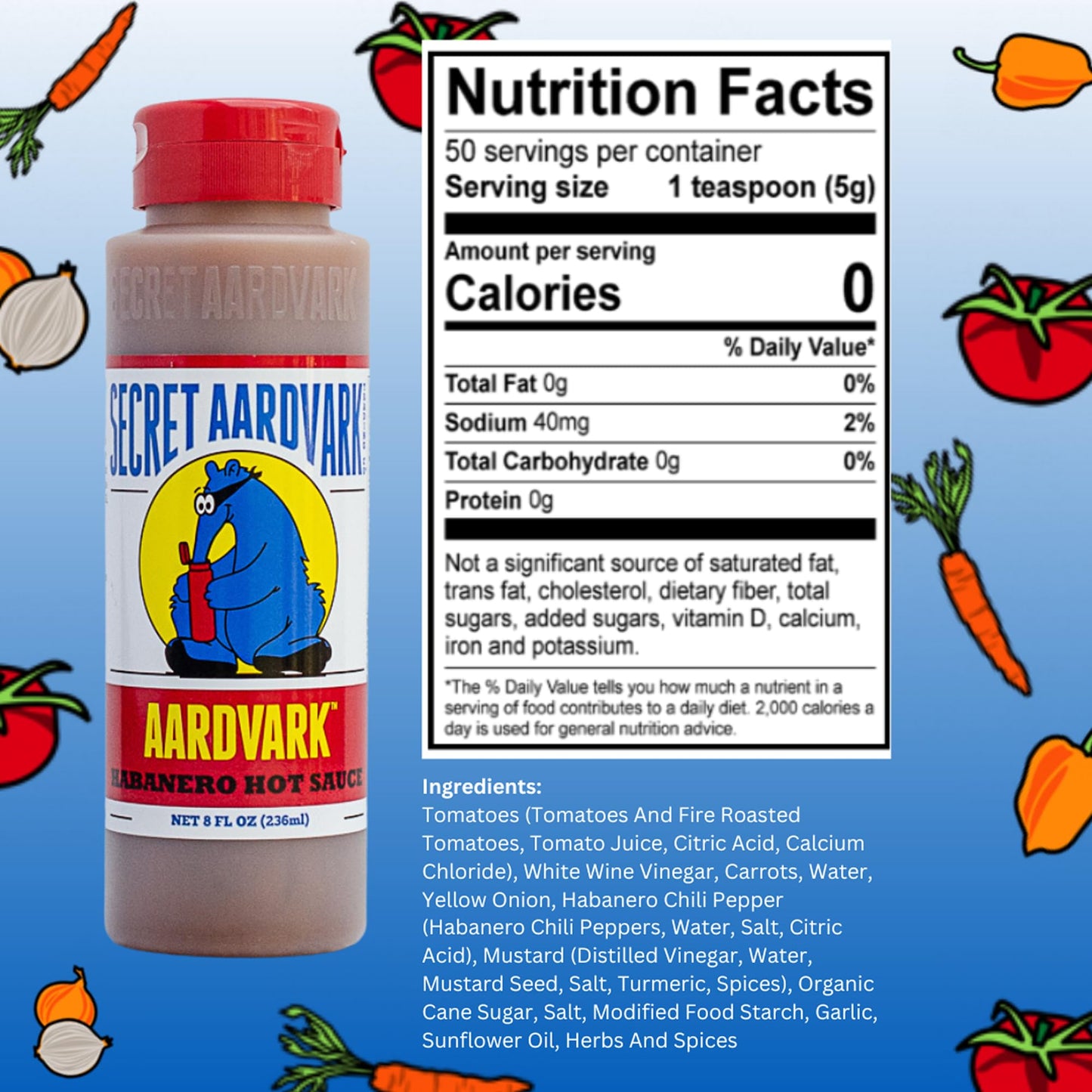 Secret Aardvark Habanero Hot Sauce, Non-GMO, Low Sugar, 2-Pack 8 fl oz