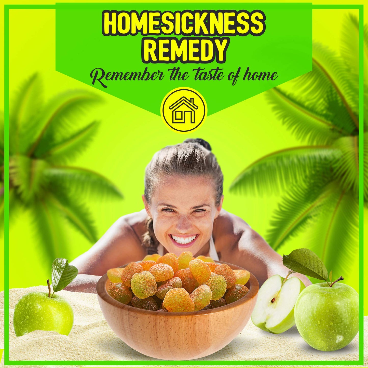Asia Trans Sour Apple Gummies with Li Hing Mui Plum Powder | Hawaiian Favorite | Sweet & Sour Soft Gummy Candy 12oz