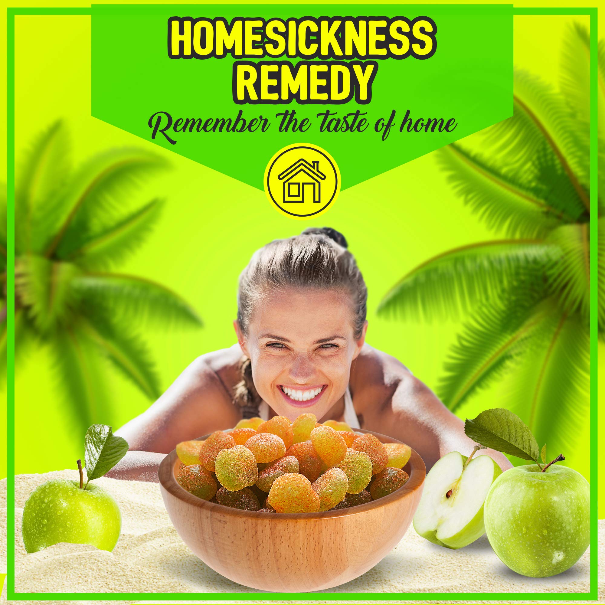Asia Trans Sour Apple Gummies with Li Hing Mui Plum Powder | Hawaiian Favorite | Sweet & Sour Soft Gummy Candy 12oz