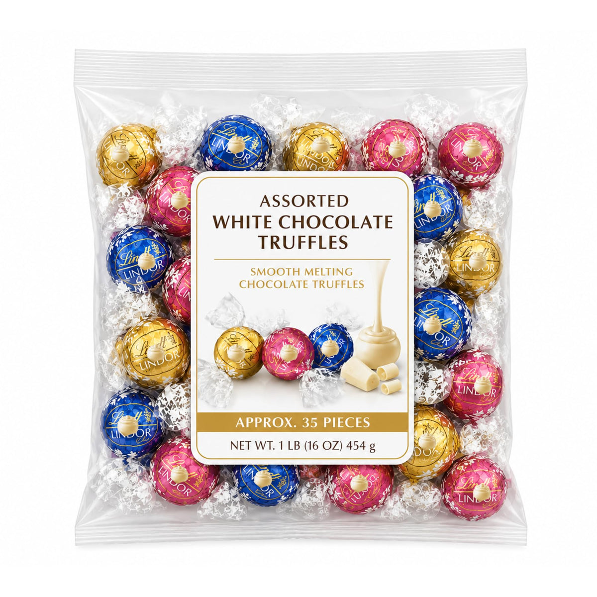 Assorted White Chocolate Truffle Candy - Smooth Melting Creamy Chocolate Balls - Gourmet Individually Wrapped Candy (1 lb)