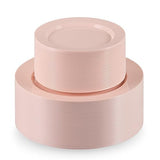 Munfix 100 Pink Plastic Plates Set, 50 Pcs 10 Inch Plastic Dinner Plates and 50 Pcs 7 Inch Plastic Dessert Plates, Elegant Fancy Heavy Duty Disposable