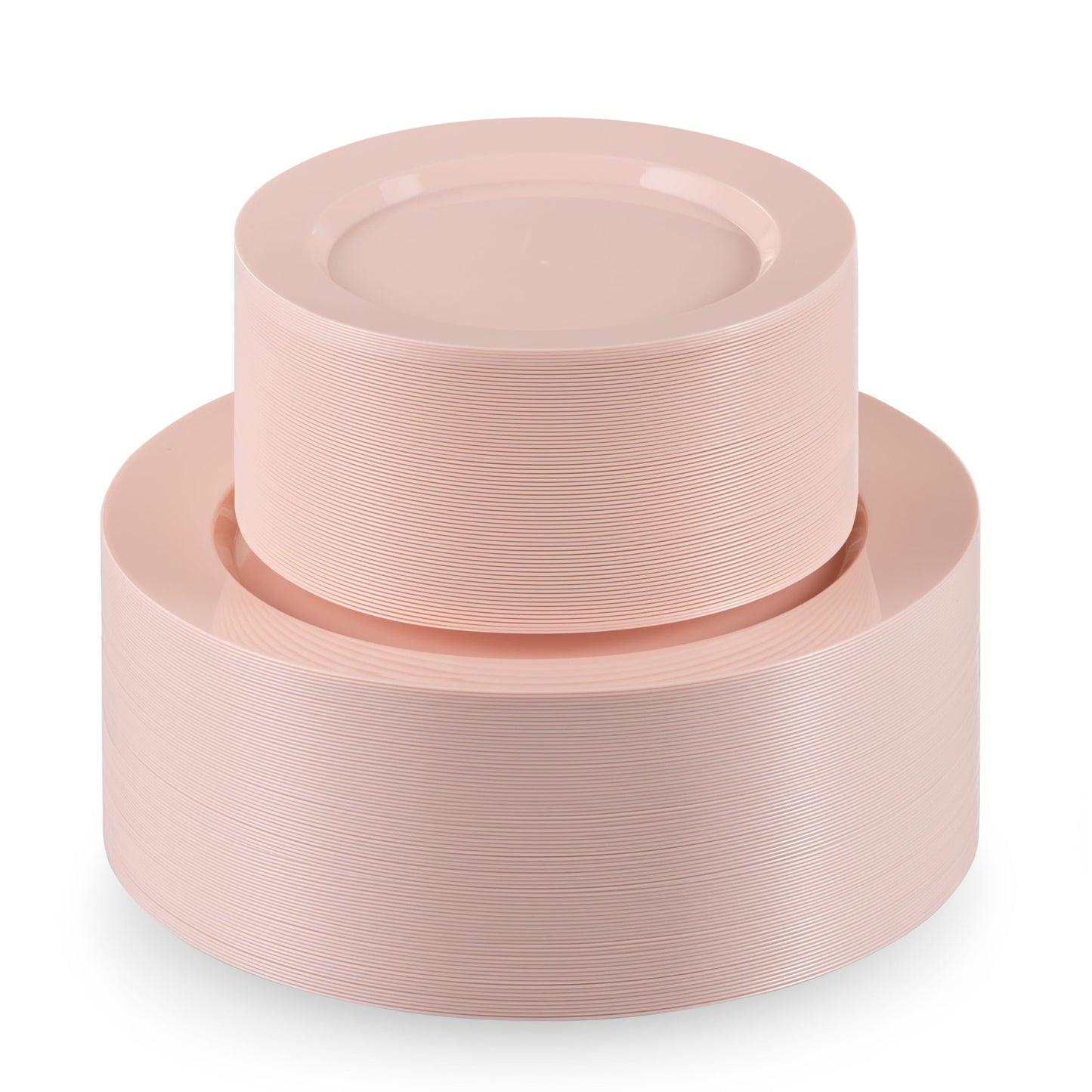 Munfix 100 Pink Plastic Plates Set, 50 Pcs 10 Inch Plastic Dinner Plates and 50 Pcs 7 Inch Plastic Dessert Plates, Elegant Fancy Heavy Duty Disposable