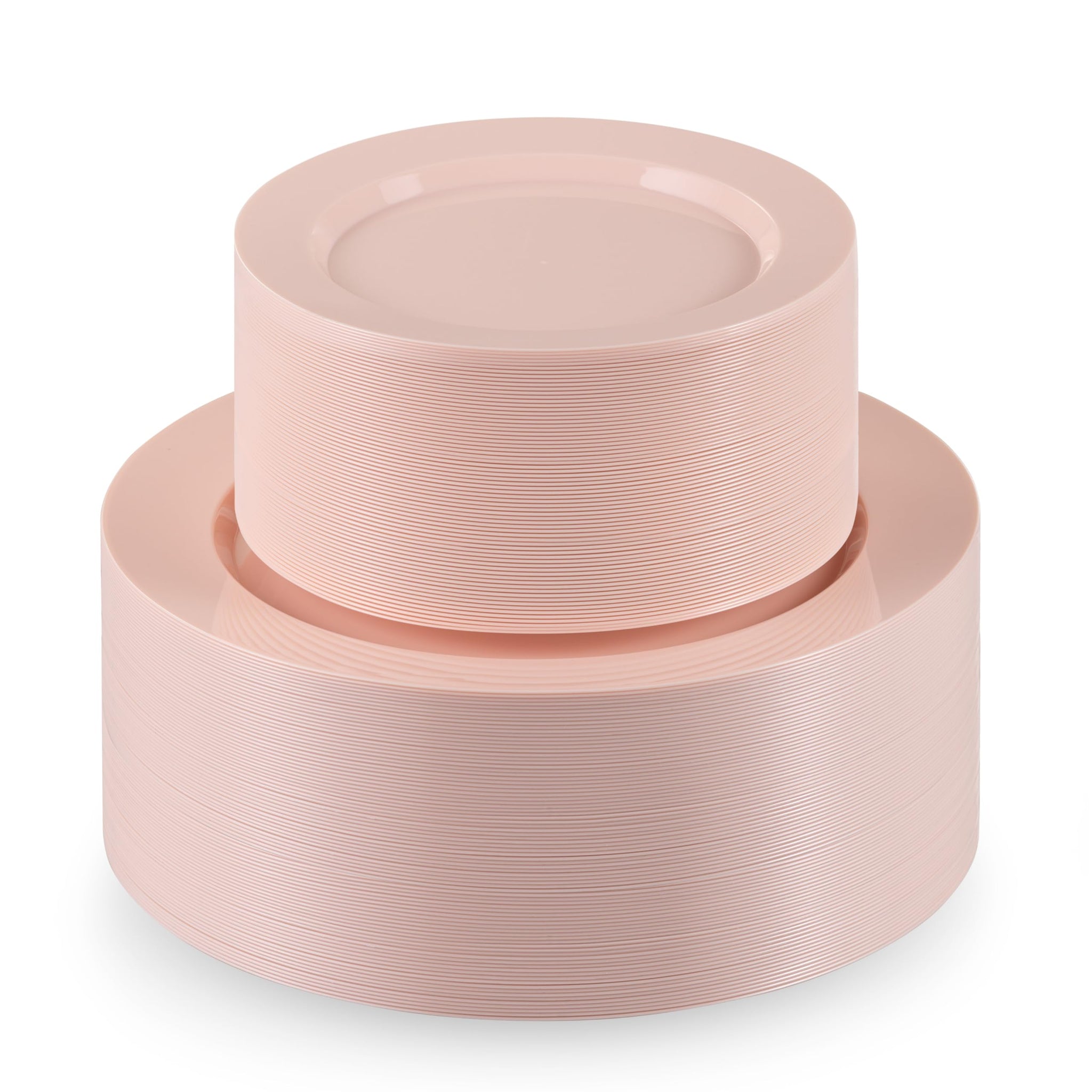 Munfix 100 Pink Plastic Plates Set, 50 Pcs 10 Inch Plastic Dinner Plates and 50 Pcs 7 Inch Plastic Dessert Plates, Elegant Fancy Heavy Duty Disposable