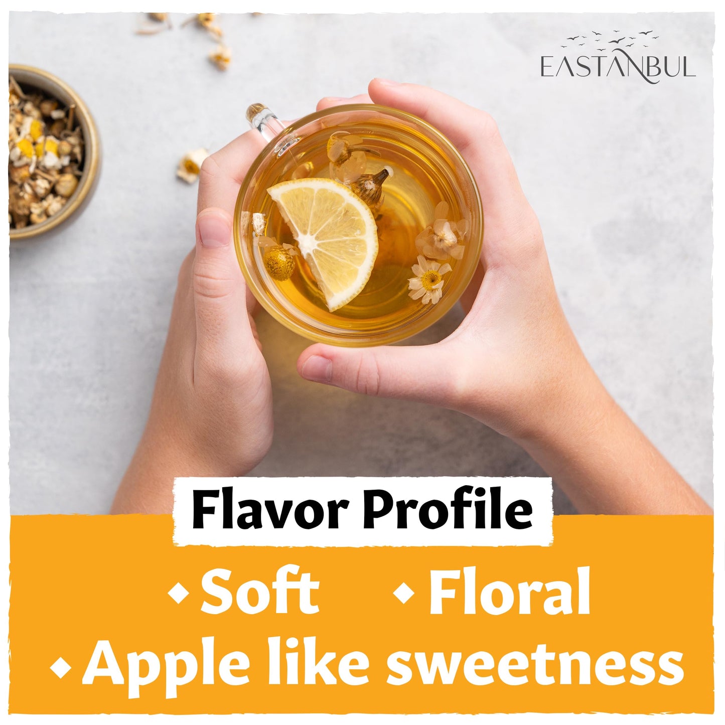 Eastanbul Chamomile Flowers Loose Dried, 1.4oz, Dried Chamomile Tea Loose Leaf, Flor de Manzanilla, Caffeine-Free Camomile Tea, Camomille Herb, Full