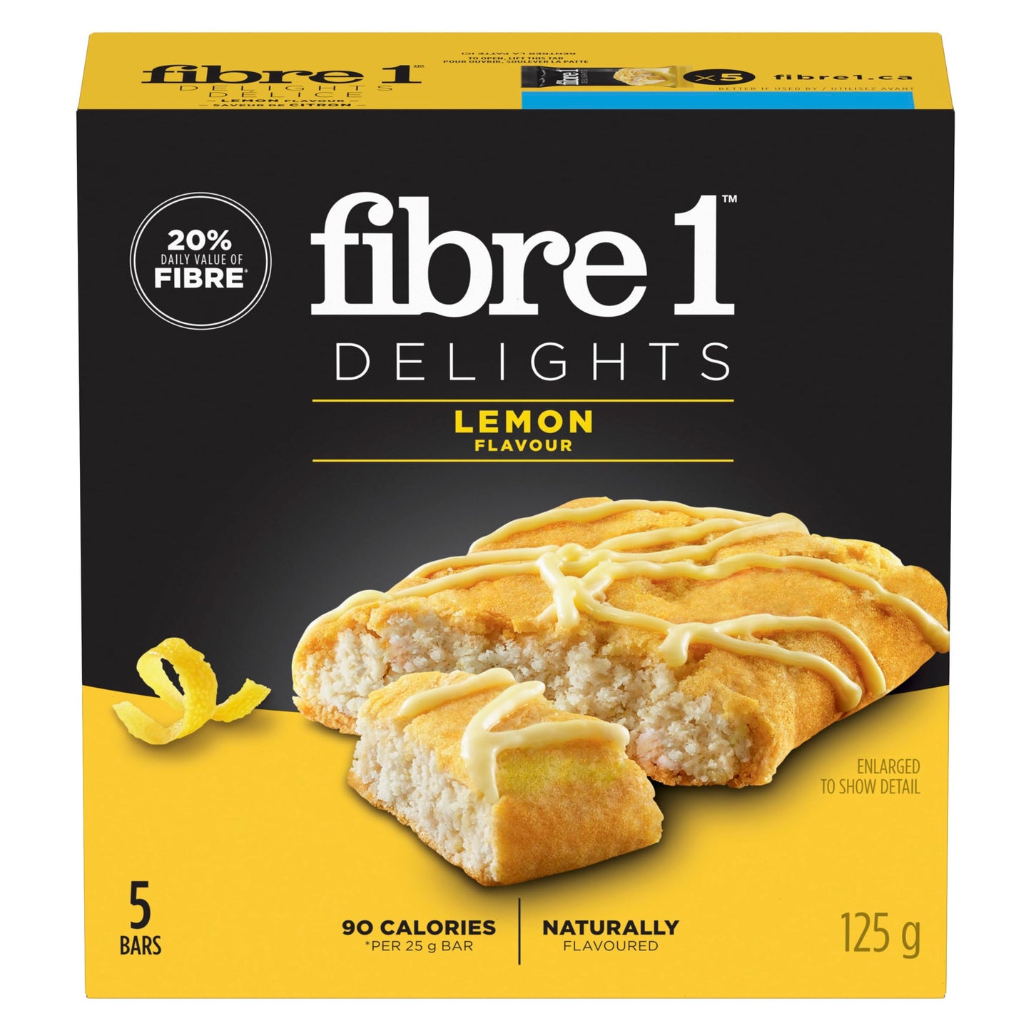 Fibre 1 Delights Bar, Lemon Flavour, 5ct, 125g/4.4oz, (Imported from Canada)