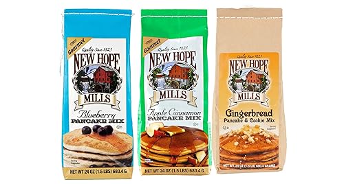 New Hope Mills Blueberry, Apple Cinammon & Gingerbread Pancake Mix Variety 3-Pack