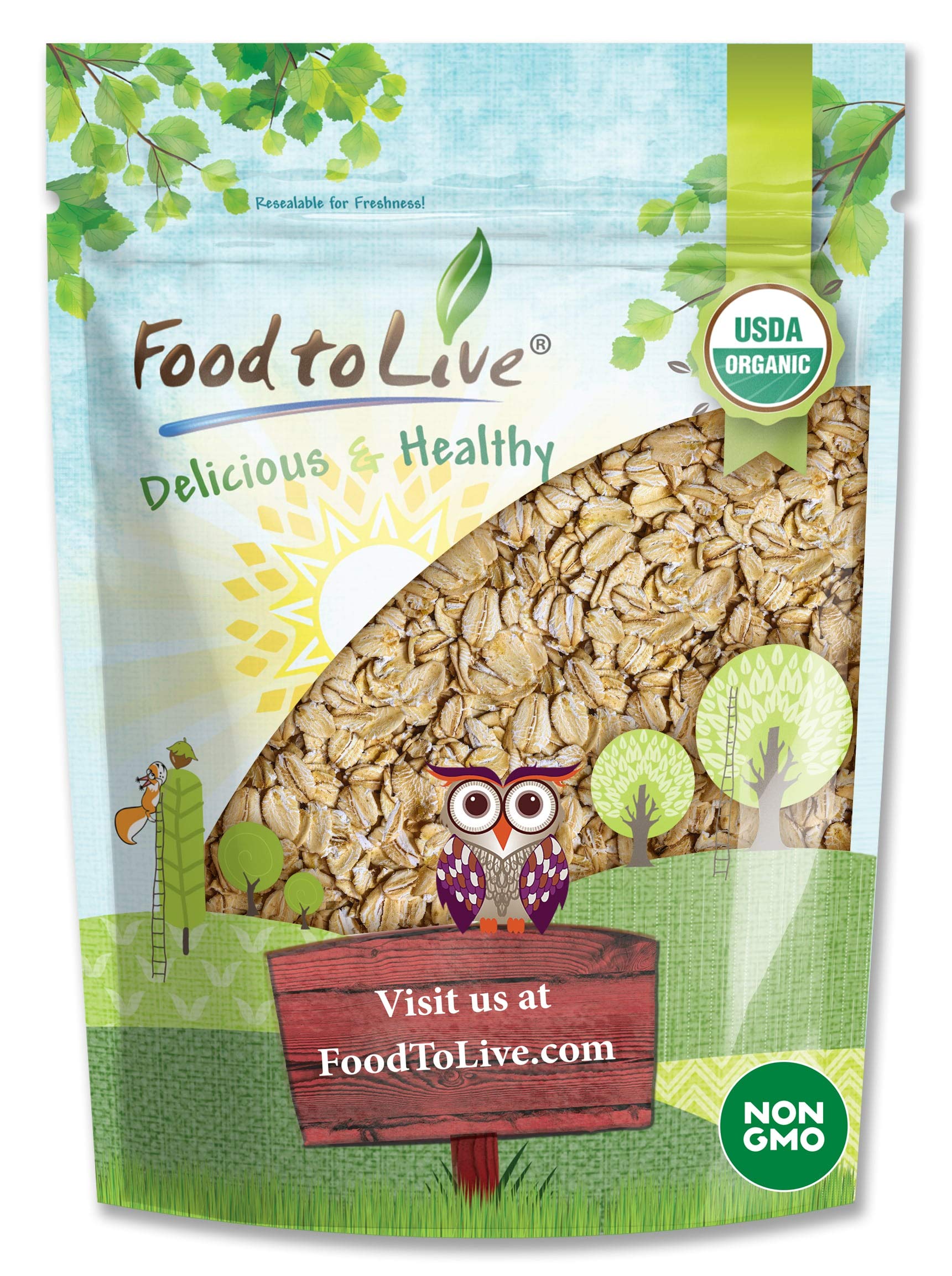 Food to Live Organic Spelt Flakes, 4 Pounds - Rolled Spelt Made from Whole Grain Non-GMO Berries, Uncooked, Raw Whole Foods, Vegan, Kosher, Bulk