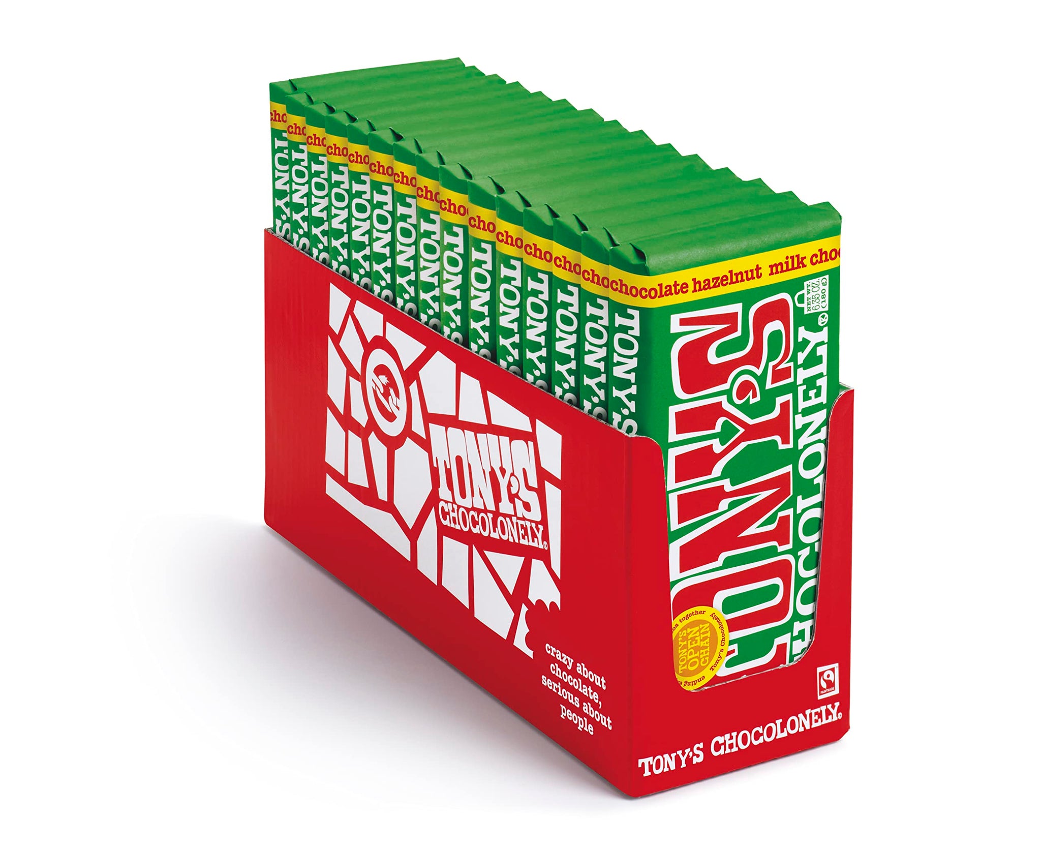 Tony's Chocolonely Milk Chocolate Hazelnut Bars - Whole Hazelnut Chocolate Bars, Milk Chocolate Bars, Made w/ Belgium Chocolate, No Artificial