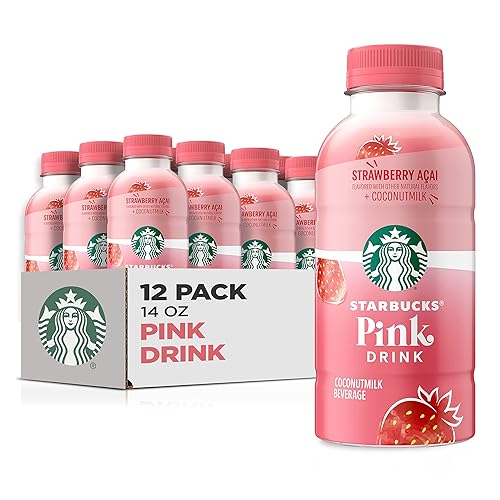 Starbucks Pink Drink, Strawberry Acai with Coconut Milk, 14oz Bottles (12 Pack)