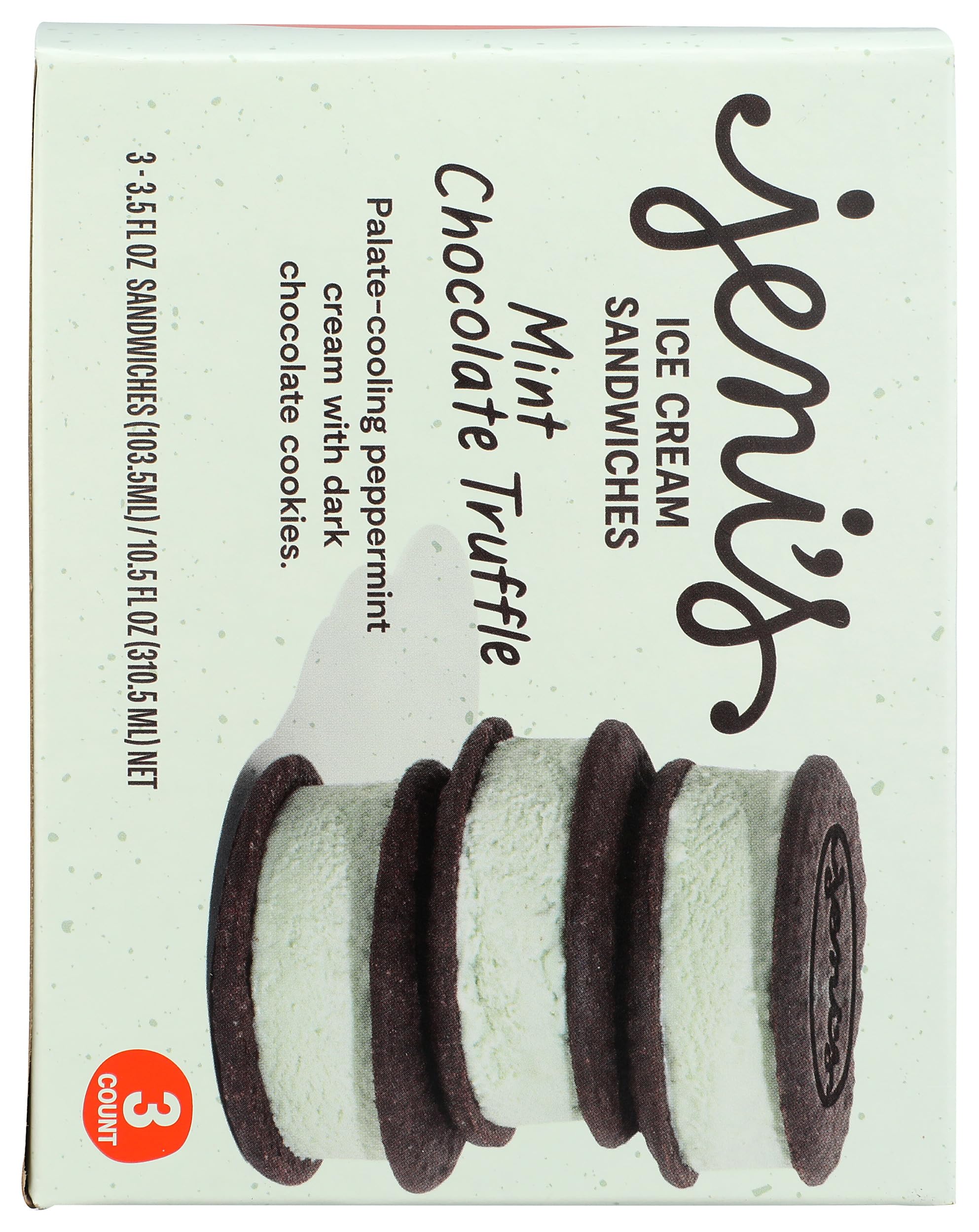 Jenis Splendid Ice Creams Mint Chocolate Truffle Frozen Dessert Sandwich 3 Count, 10.5 FZ