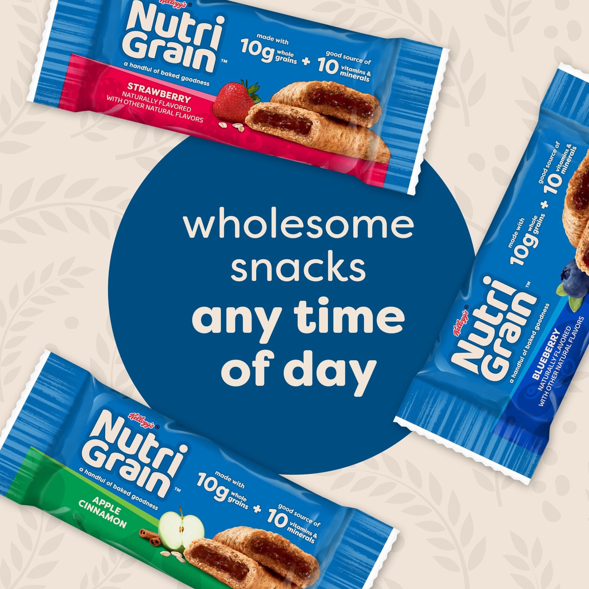 Nutri-Grain Breakfast Bars, Made with 10g Whole Grains, Snack Bars, Mixed Berry, 10.4oz Box (8 Count)