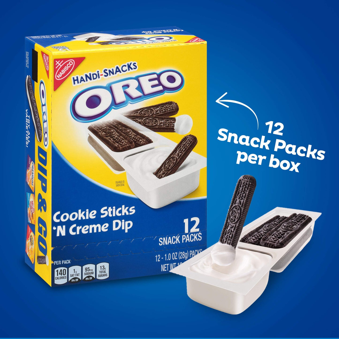 Handi-Snacks OREO Cookie Sticks 'N Crème Dip Snack Packs, 1 Box of 12 Snack Packs