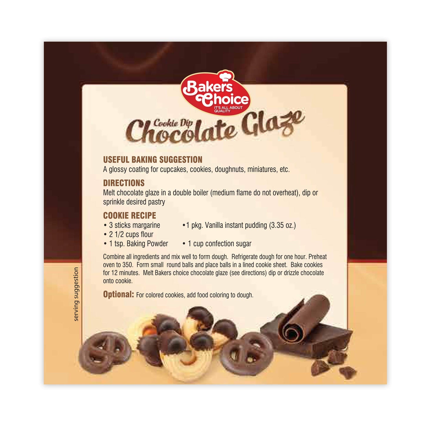 Chocolate Icing Glaze - 12 oz. Microwavable Melting Chocolate for Molds, for Decorating and Dipping Cakes, Cookies, and Pretzels, for Fondue