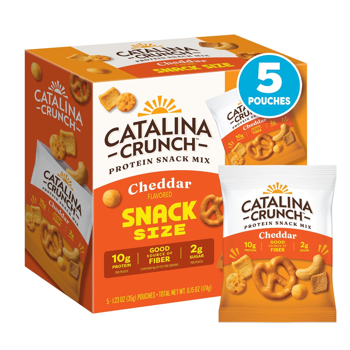 Catalina Crunch Protein Snack Mix with Cheese Crisps - 10g Protein, 2g Sugar per Snack Size Pouch - Good Source of Fiber - Gluten Free - Cheddar