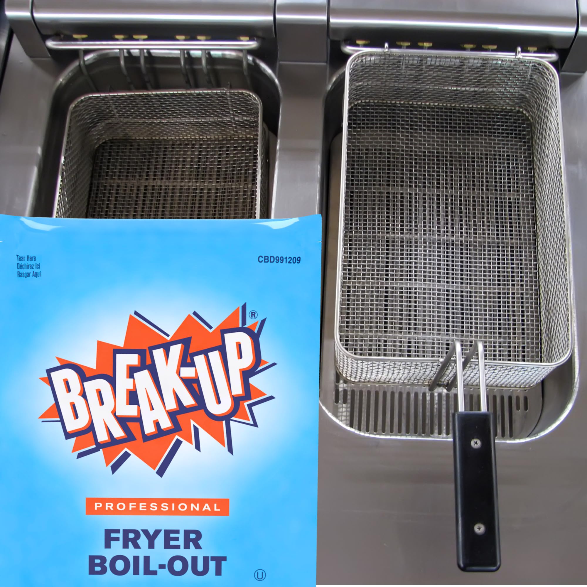 Diversey Break-Up Professional Fryer Boil-Out Cleaner Liquid, Heavy-Duty Deep Fryer Degreaser, Removes Carbonized Grease, Low-Foam Formula, 2 oz