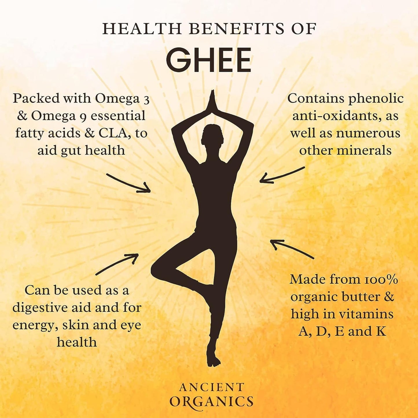 Ancient Organics Ghee - Organic Grass Fed Ghee Butter, Gluten Free, Clarified Butter, Vitamins & Omegas, Lactose Reduced, Kosher, USDA Certified - 9