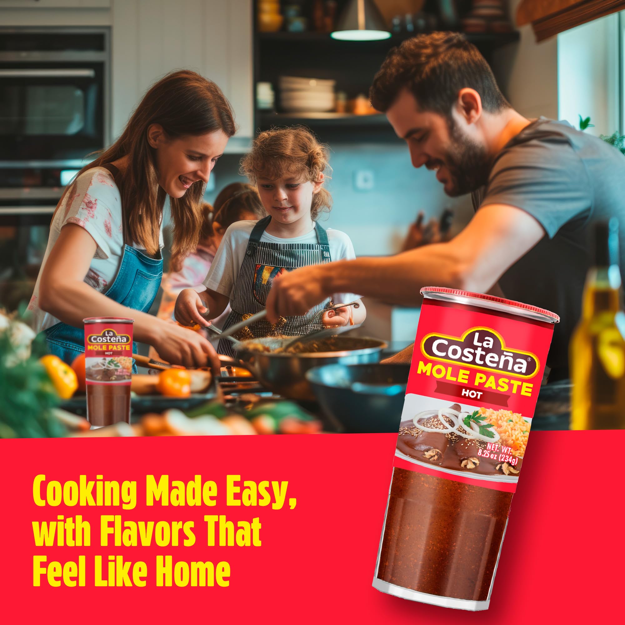 La Costeña Red Mole Sauce - Traditional Paste with Ancho Chiles, Cacao & Spices - Mexican Food, Enchilada Seasoning, Meat Marinade, Rice, Tamale