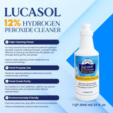 Lucasol Food Grade Hydrogen Peroxide 12% Percent, Multipurpose Cleaner & Bleach Alternative - 1 Quart (32 Fl Oz)
