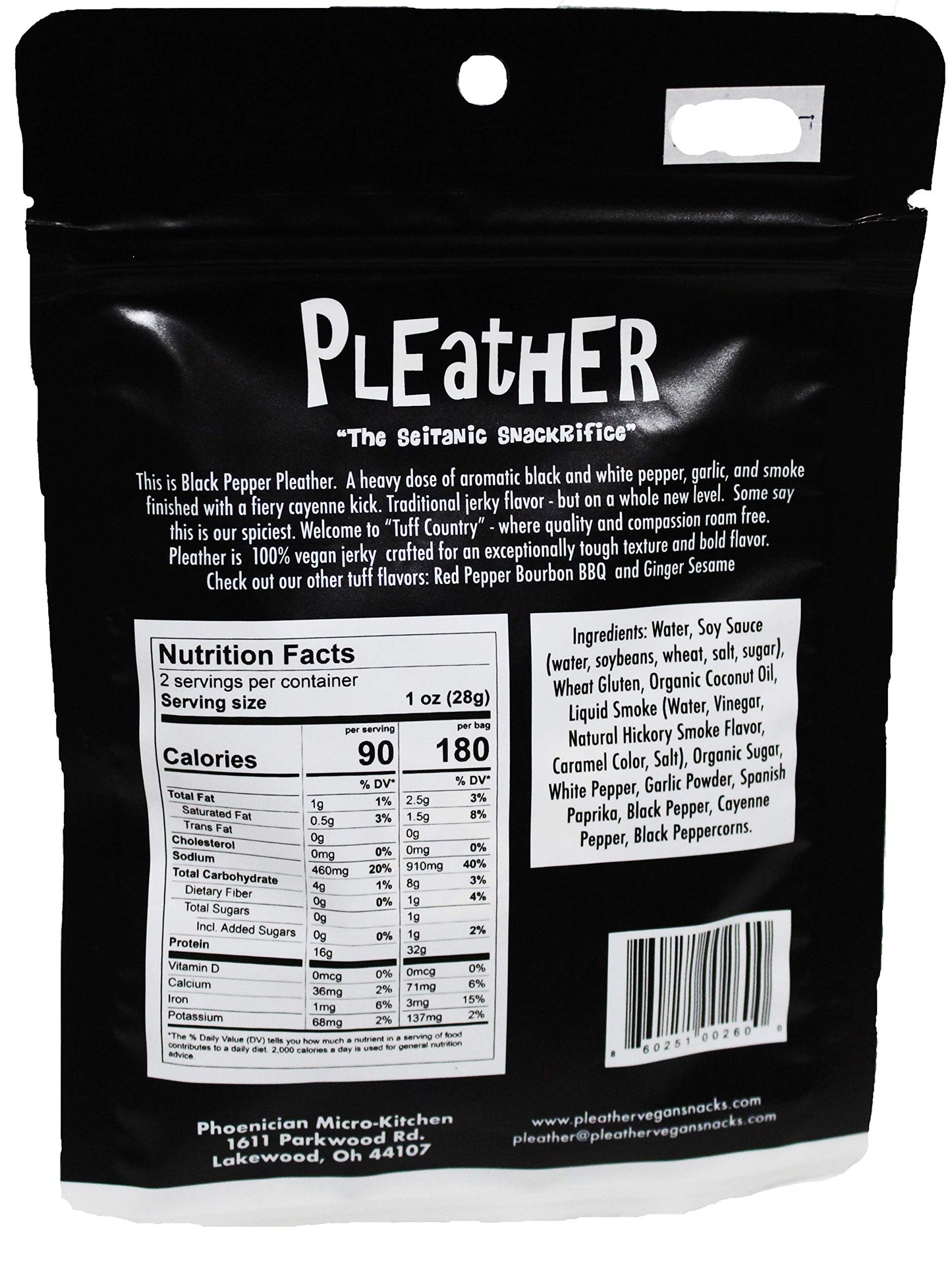 Black Pepper Vegan Jerky - Bold, Traditional Extra Tough Texture - Hand Made