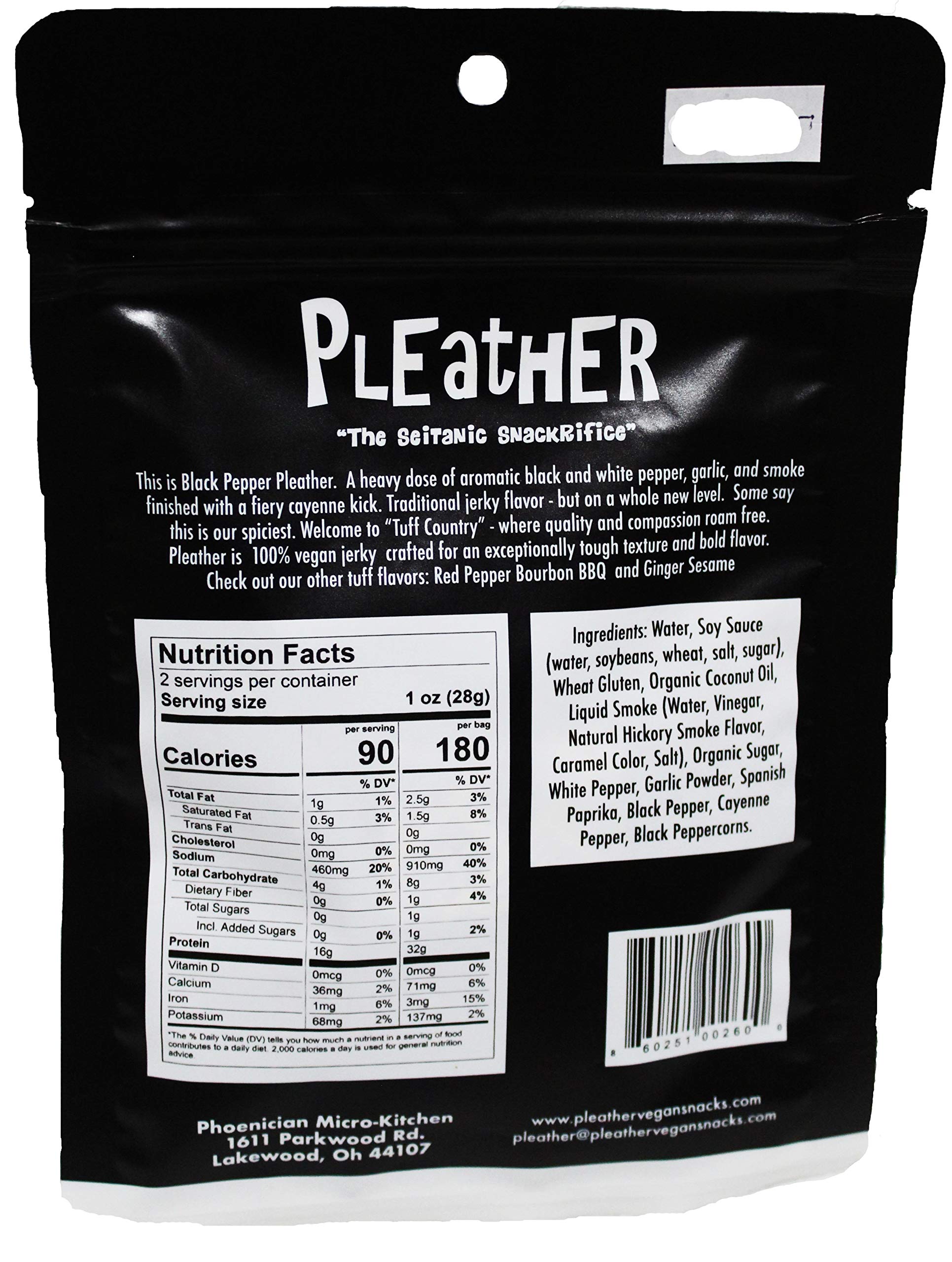 Black Pepper Vegan Jerky - Bold, Traditional Extra Tough Texture - Hand Made