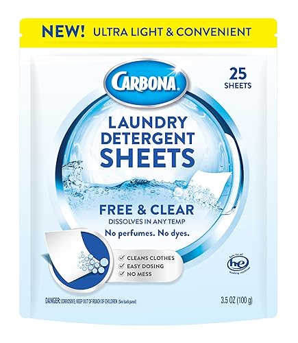 Carbona Laundry Detergent Sheets | Eco-Friendly Washing Detergent | Up to 50 Loads (25 Sheets) | Stain Remover | No Perfume or Dyes | Free & Clear