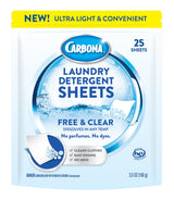 Carbona Laundry Detergent Sheets | Eco-Friendly Washing Detergent | Up to 50 Loads (25 Sheets) | Stain Remover | No Perfume or Dyes | Free & Clear