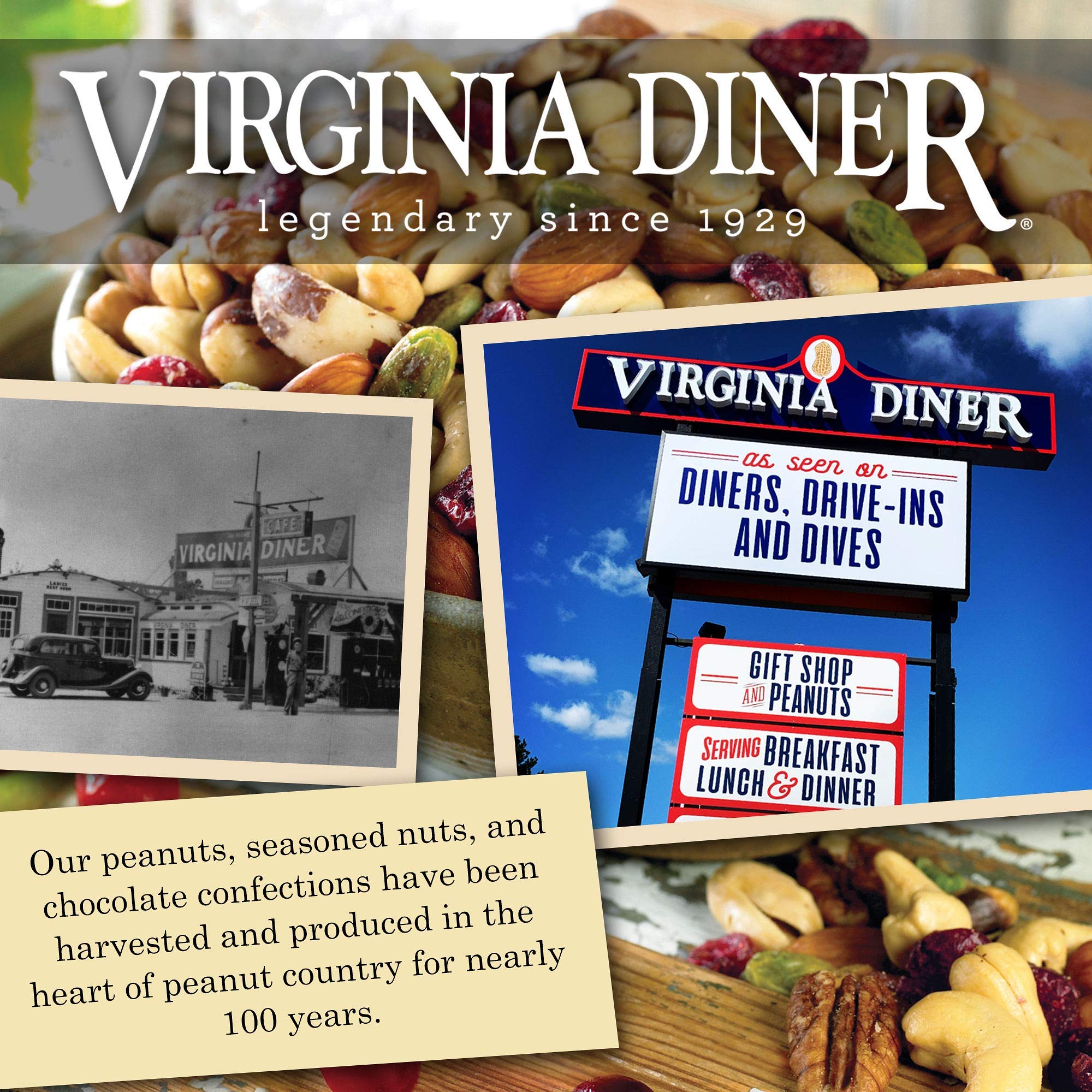 Virginia Diner Double Dipped Chocolatey Covered Virginia Peanuts, Gourmet Natural Gift Tin, 20 Ounce (Pack of 1)
