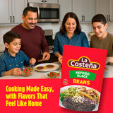 La Costeña Refried Black Beans - 60 Second Microwave Ready to Eat Meals for Mexican Food, Mexican Rice, Nacho Bean Dip, Bean Burrito, Burger, Carne