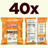 Baked Ruffles Potato Chips, Cheddar & Sour Cream, 0.875 oz Bags, (40 Pack), 50% Less Fat, Gluten Free, No Artificial Flavors, No Colors from