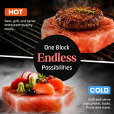 UMAID Sizzle Block™ Himalayan Salt Block 2 Pack (6" Hexagon) - Food Grade Himalayan Salt Slabs for Burgers, Steak, Seafood & Vegetables - Heat