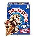 Drumstick Variety Pack, Vanilla/Vanilla Caramel/Chocolate Sundae Cone, 8 Count (Frozen)