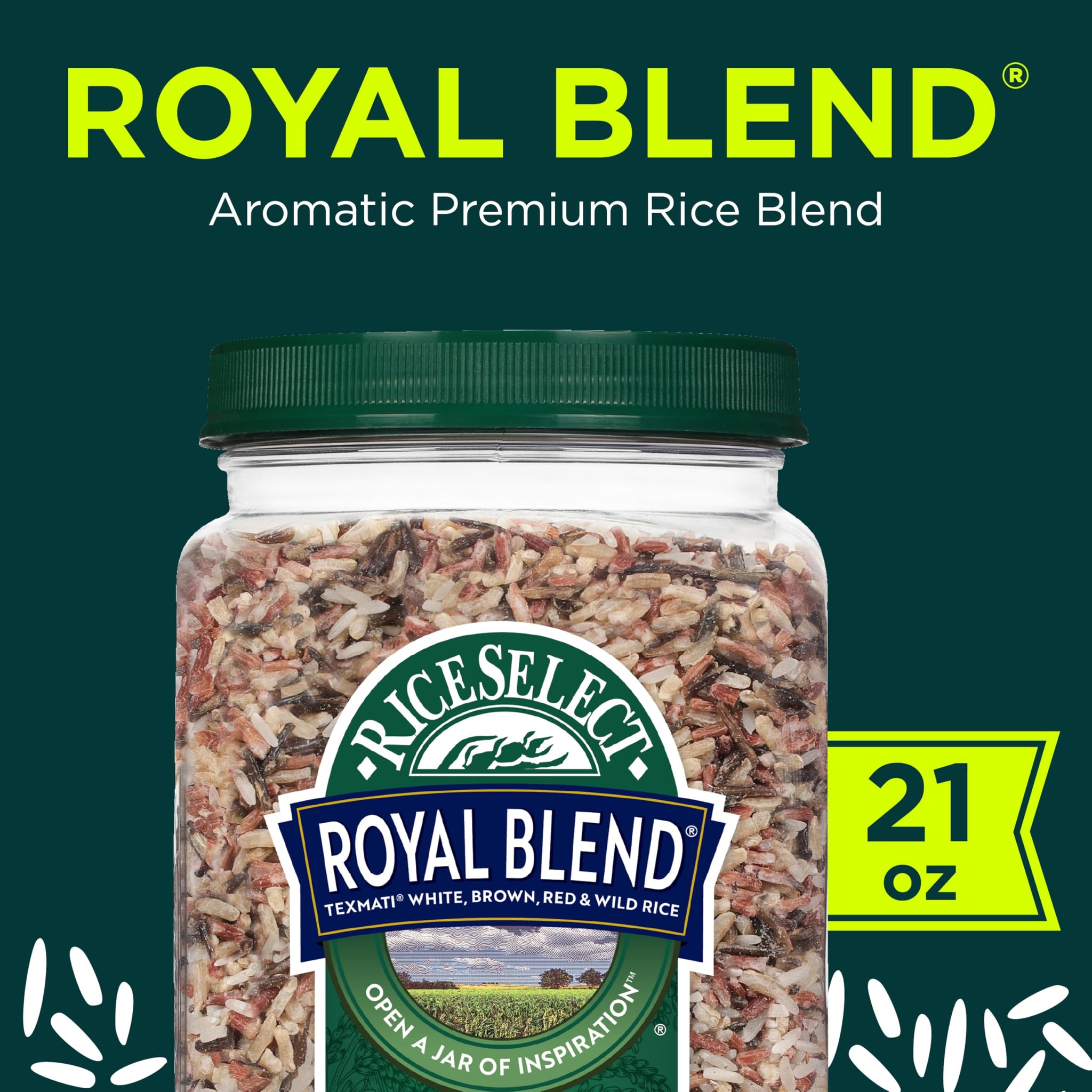 RiceSelect Royal Blend Rice, Premium Blend Of Texmati White, Brown, Red, And Wild Rice, Gluten-Free, Non-GMO, Kosher, 21oz Jar (Pack of 1)