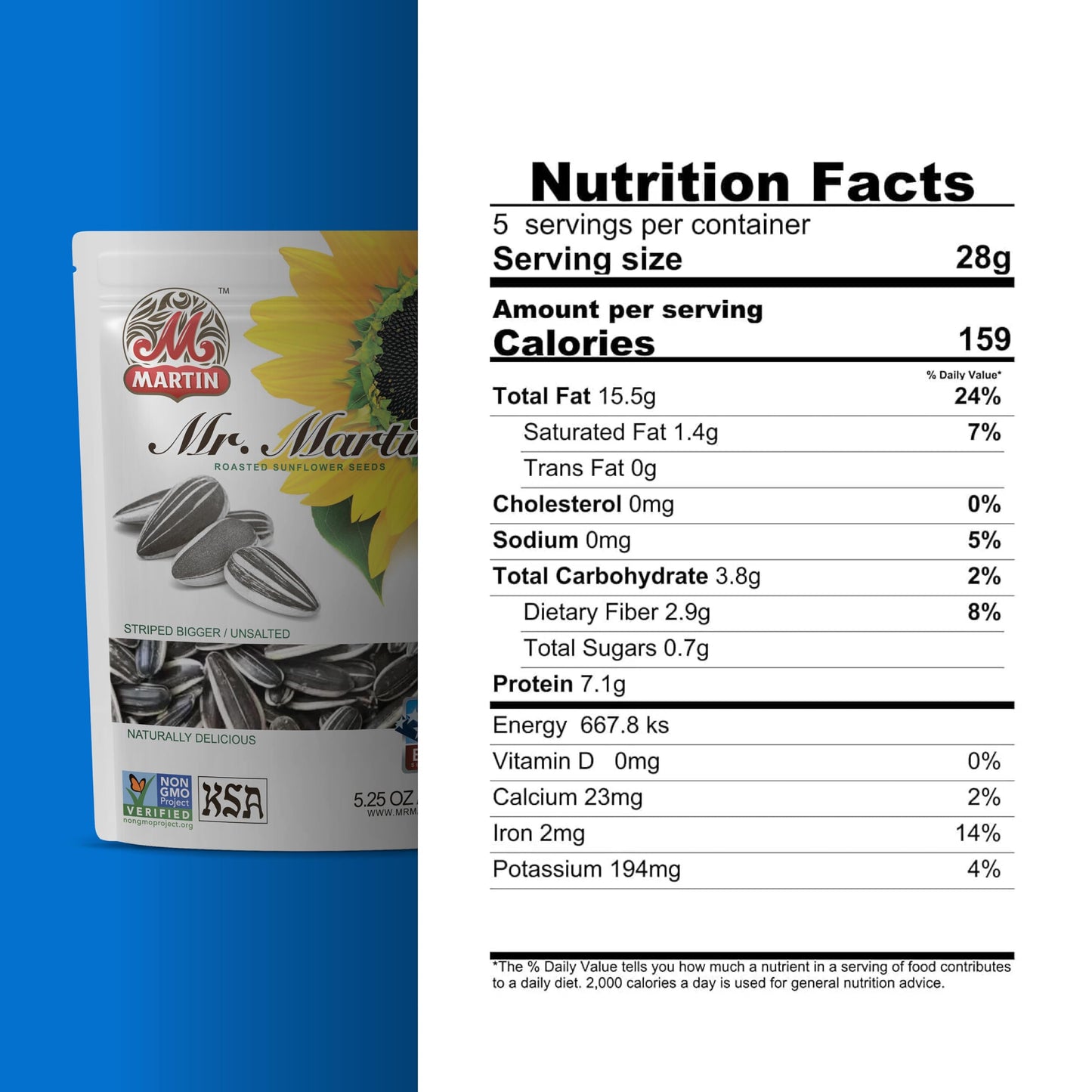 MR. MARTIN Freshly Roasted Unsalted Sunflower Seeds To Eat - Non-GMO, Kosher, Crunchy, Delicious, Vegan, Keto Friendly, Low Sodium Snack - 5.25 Oz, 12