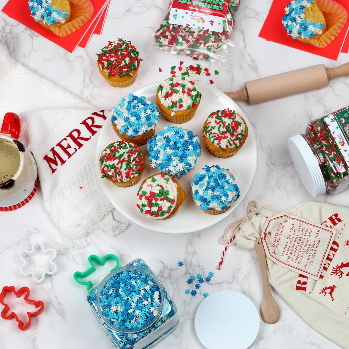 Christmas Sprinkles - 1.2 Pounds - Bulk Red and Green Tree Confetti - Holiday Sprinkles for Cookie Decorating - Christmas Jimmies for Gingerbread