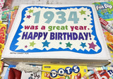 RETRO CANDY YUM ~ 1934 92nd Birthday Gift Box of Nostalgic Retro Candy Mix from Childhood for 92 Year Old Man or Woman Born 1934