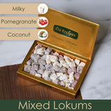 Assorted Turkish Delight Mix - Pistachio, Pomegranate, Milk & Coconut Walnut Lokum, Gourmet Turkish Candy Gift Box, Dulces Turcos, 17.6 oz (500g)