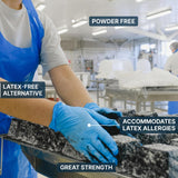 Shamrock Nitrile Examination Gloves, Blue Disposable, Latex Free, Powder Free, Safe for Food Handling, Size Large, 30353