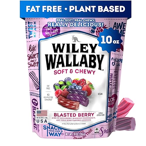 Wiley Wallaby Licorice 10 Ounce Classic Gourmet Soft & Chewy Australian Blasted Berry Candy Twists, 1 Pack