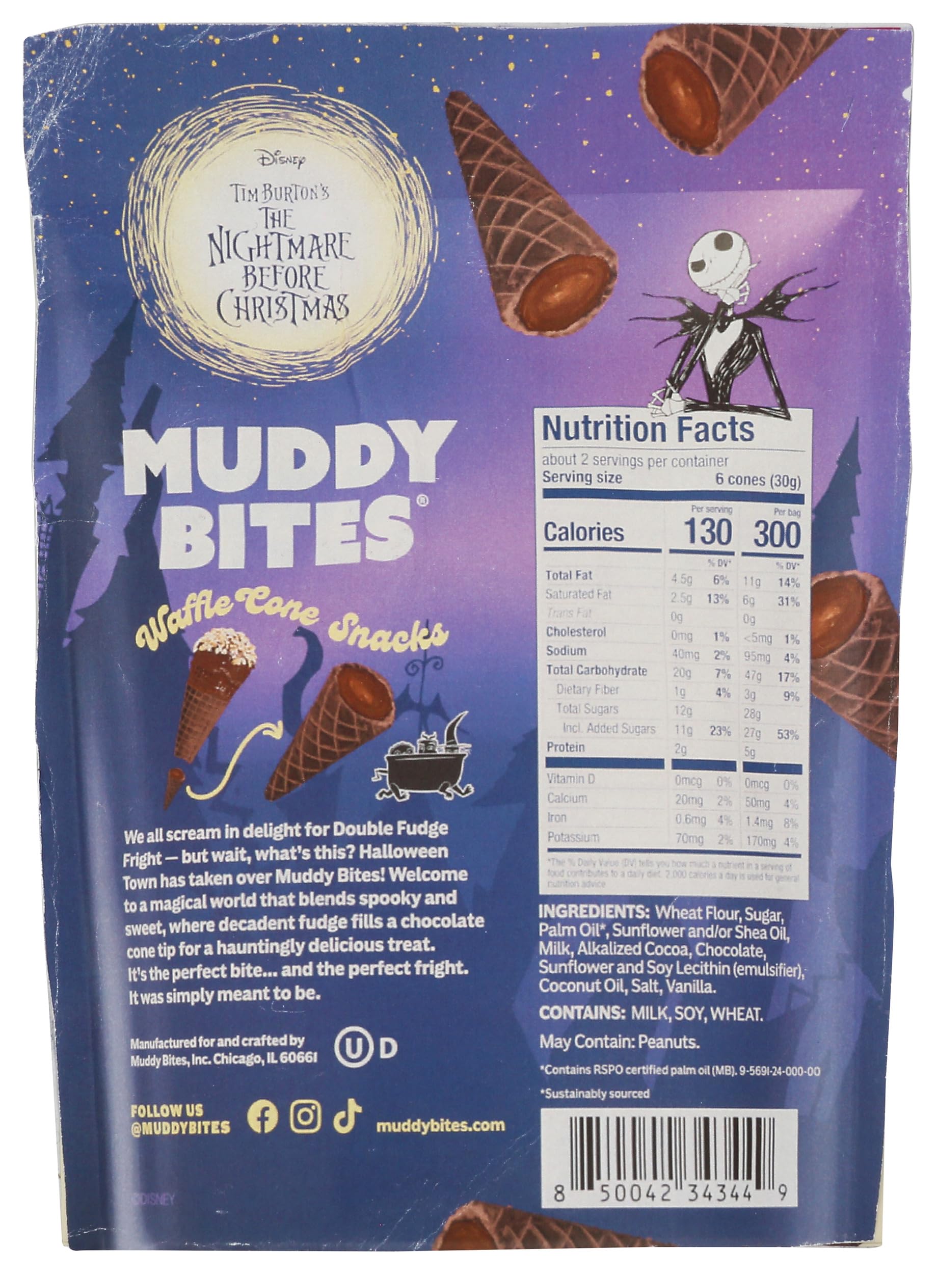 Muddy Bites Double Fudge Fright Waffle Cone Snack, 2.33 Ounce