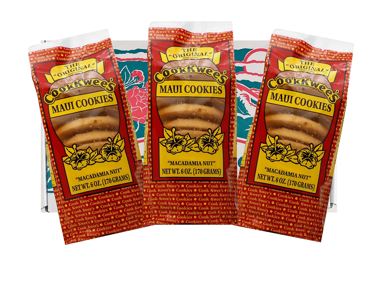 The Original Maui CookKwees Hawaii Cookies 3 Pack- 6 oz. Each (Macadamia Nut 3pk.)