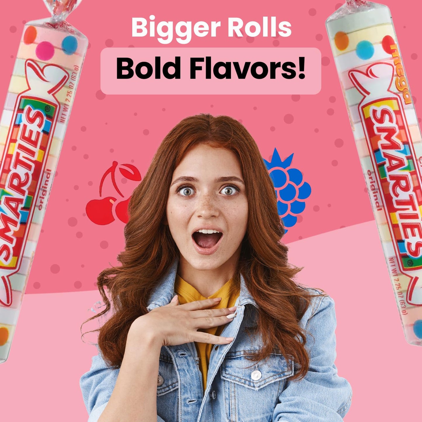 Smarties Candy Mega Rolls - Gluten & Vegan Free - Assorted Flavor Treat - Peanut Free Plant Derived Ingredients - Ideal Halloween Candy - Individually