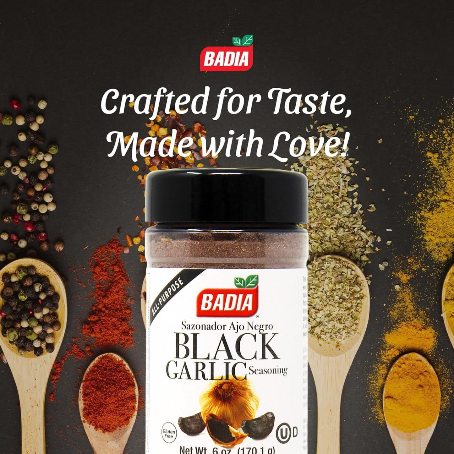 Badia Black Garlic Seasoning, 6 oz - Rich, Savory & Umami Flavor for Meat, Seafood and Vegetables