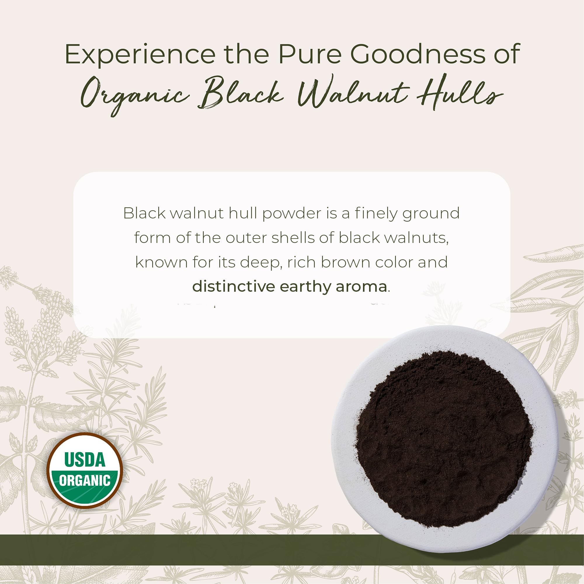 Starwest Botanicals Organic Black Walnut Hull Powder - Finely Ground, Use for Tea & Baking, Certified Kosher, Non-GMO - 4 oz Pouch
