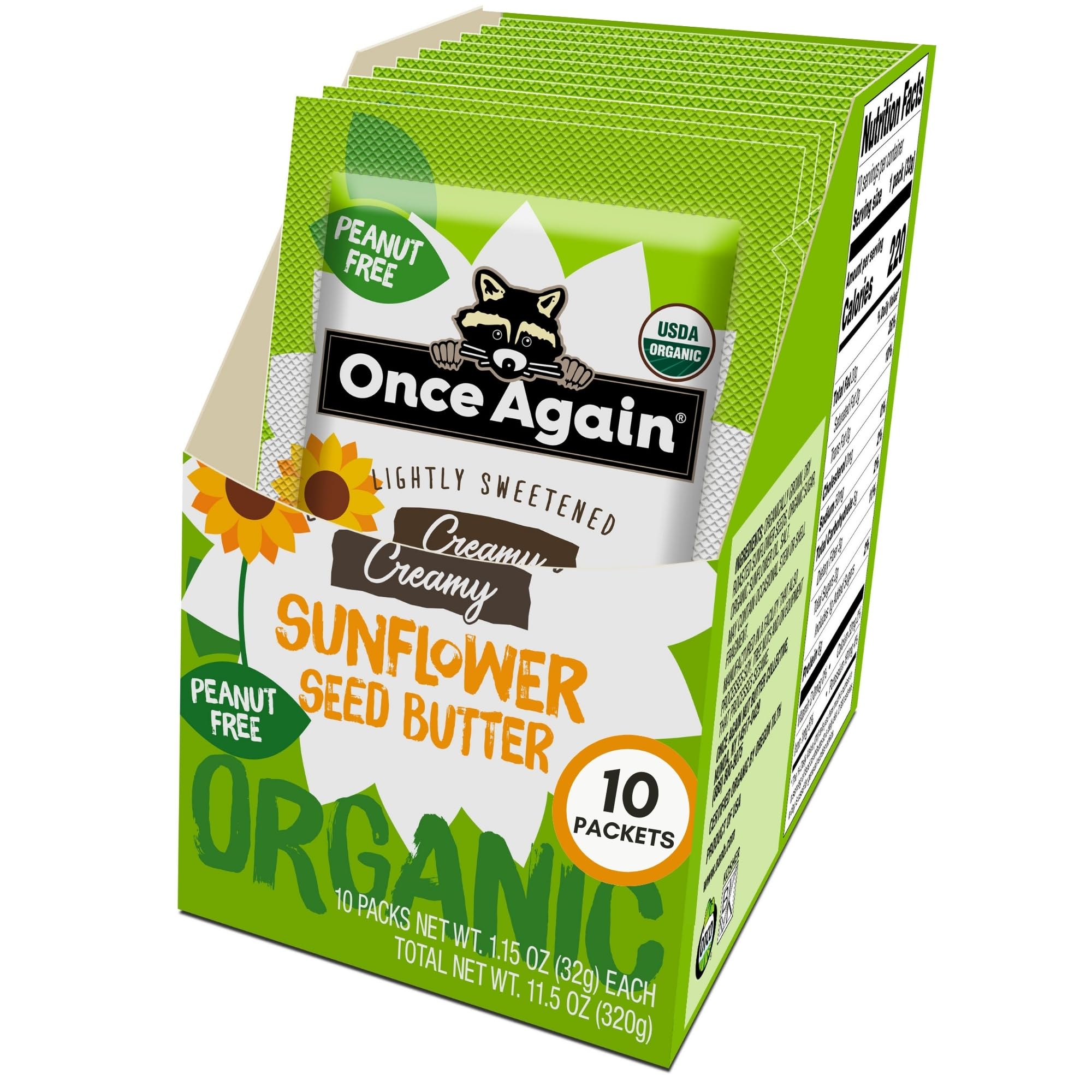 Once Again Organic Sunflower Butter Packets - Individual Sunflower Butter Packets for Snacks, Travel, Lunches - Single Serve Squeeze Packs - Vegan