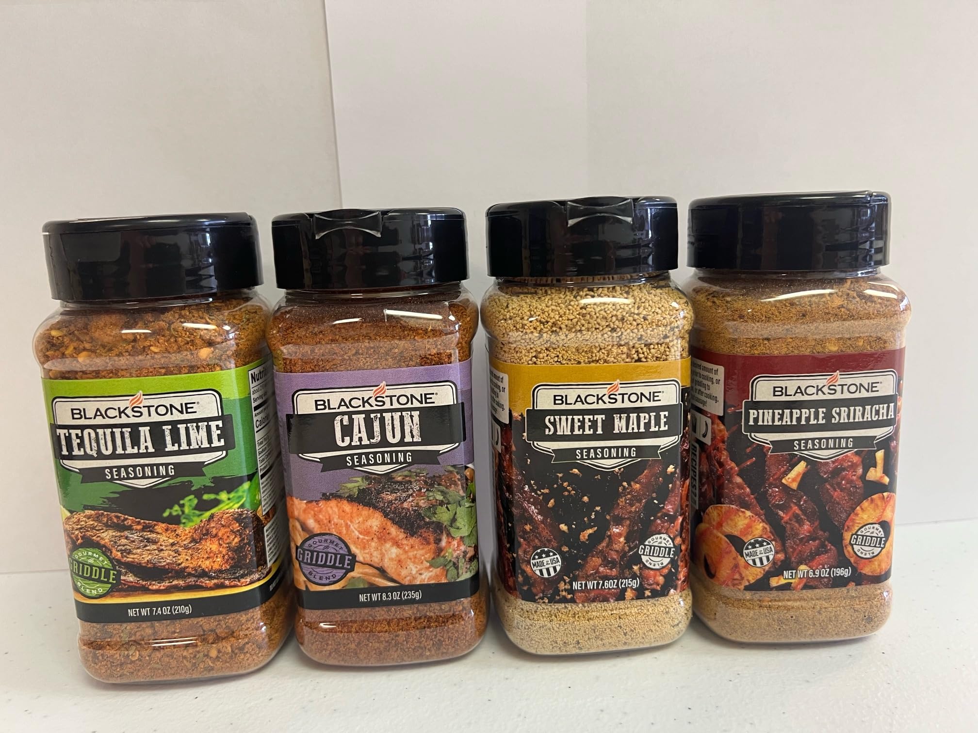 Blackstone Tequila Lime, Sweet Maple, Pineapple Sriracha, Crazy Cajun Seasoning - Griddle Premium BBQ Barbecue Rub 4 Pk Choice Bundle (30.2 oz) + BBQ
