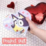 Bluey Valentine’s Heart Gift Box, Fruit Punch Flavored Gummy Hearts Inside, Individually Wrapped Pieces, 3.17 Ounces
