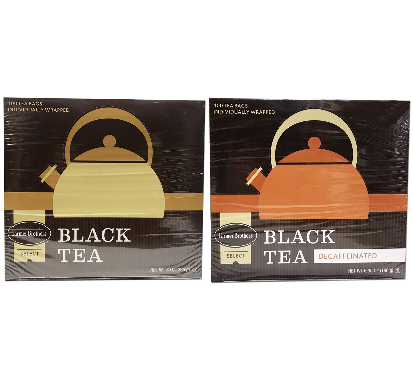Farmer Brothers Black Tea Combo: 1 Box Regular (100 tea bags) & 1 Box Decaf (100 tea bags)