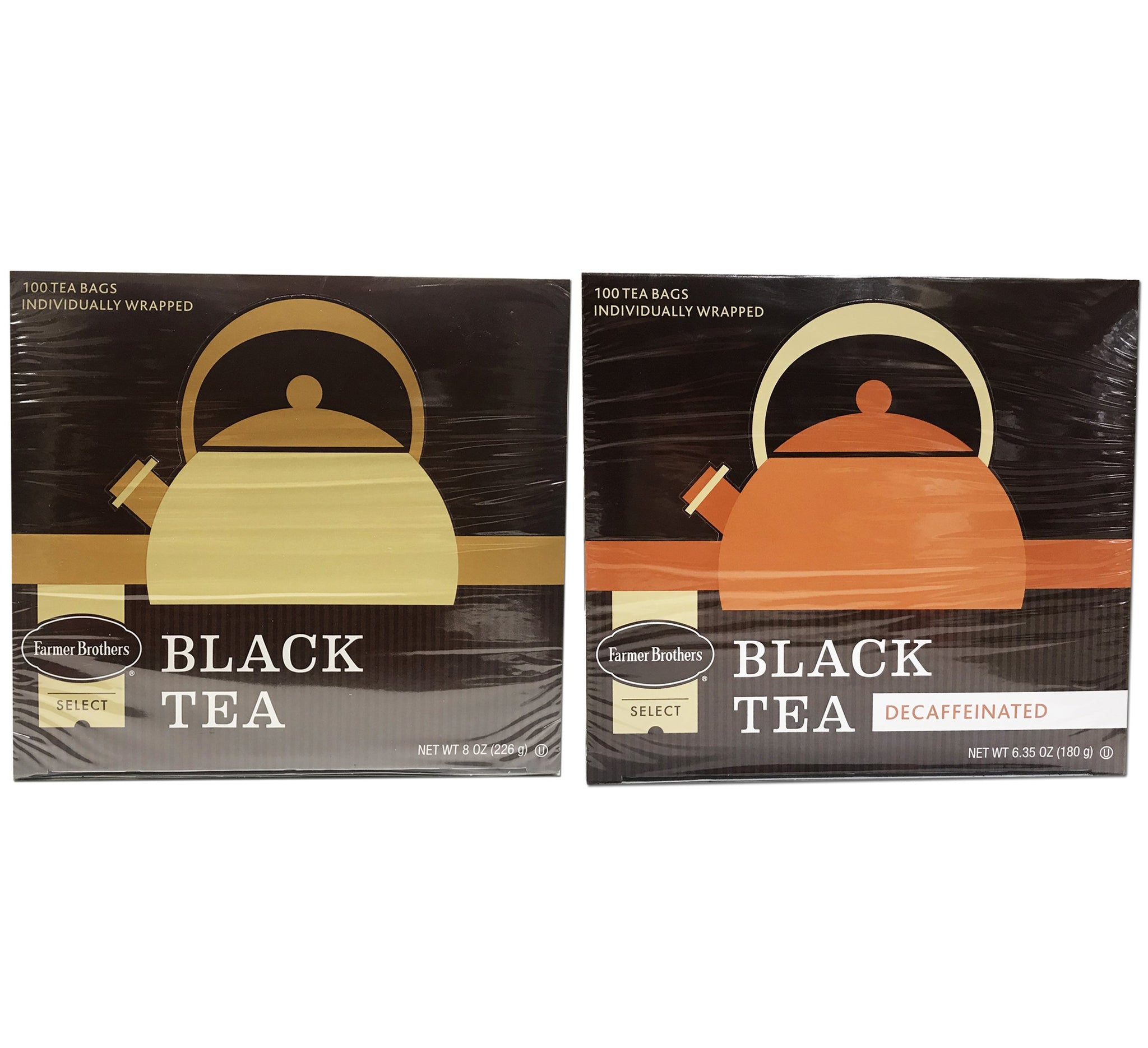 Farmer Brothers Black Tea Combo: 1 Box Regular (100 tea bags) & 1 Box Decaf (100 tea bags)