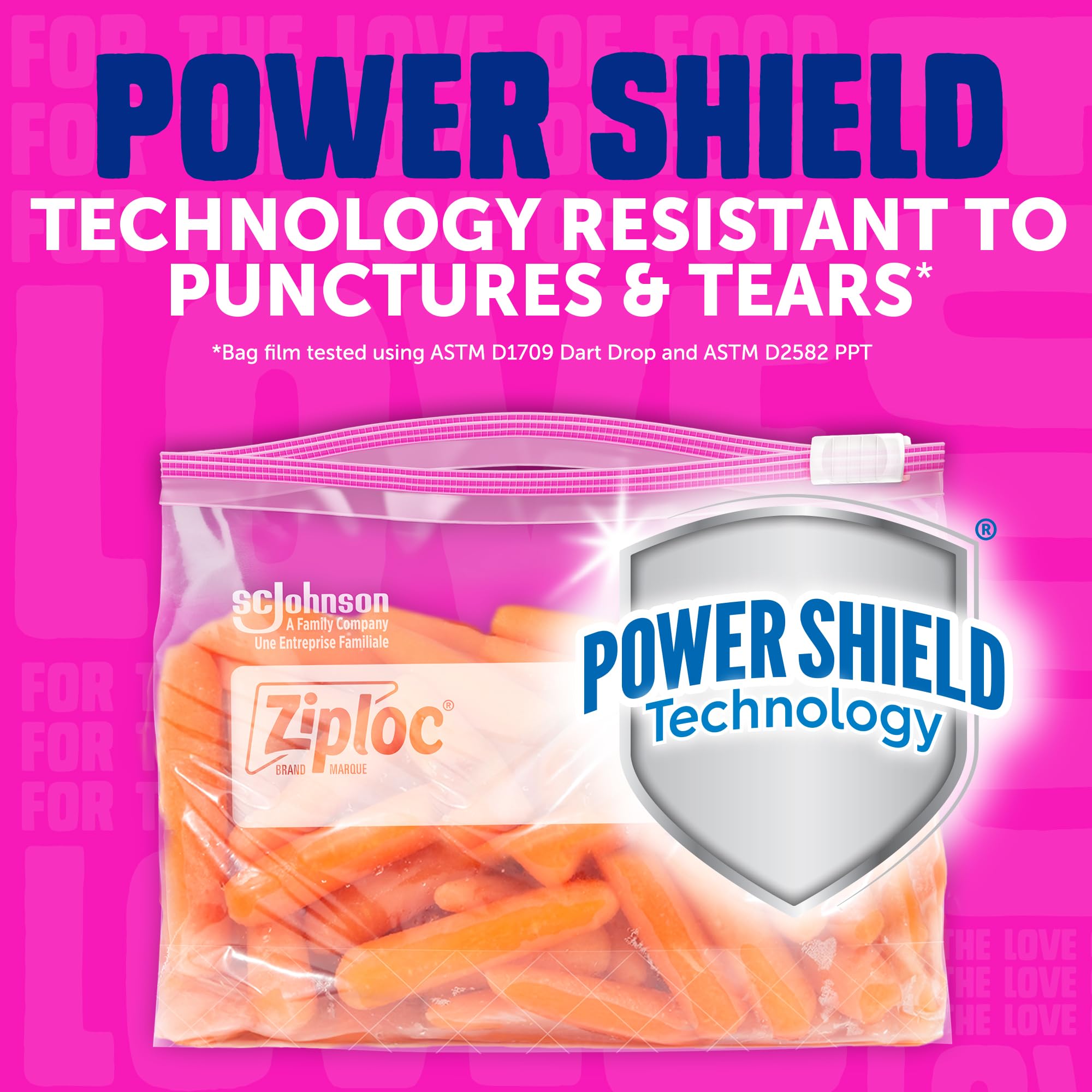 Ziploc Quart Food Storage Slider Bags, Power Shield Technology for More Durability, 42 Count