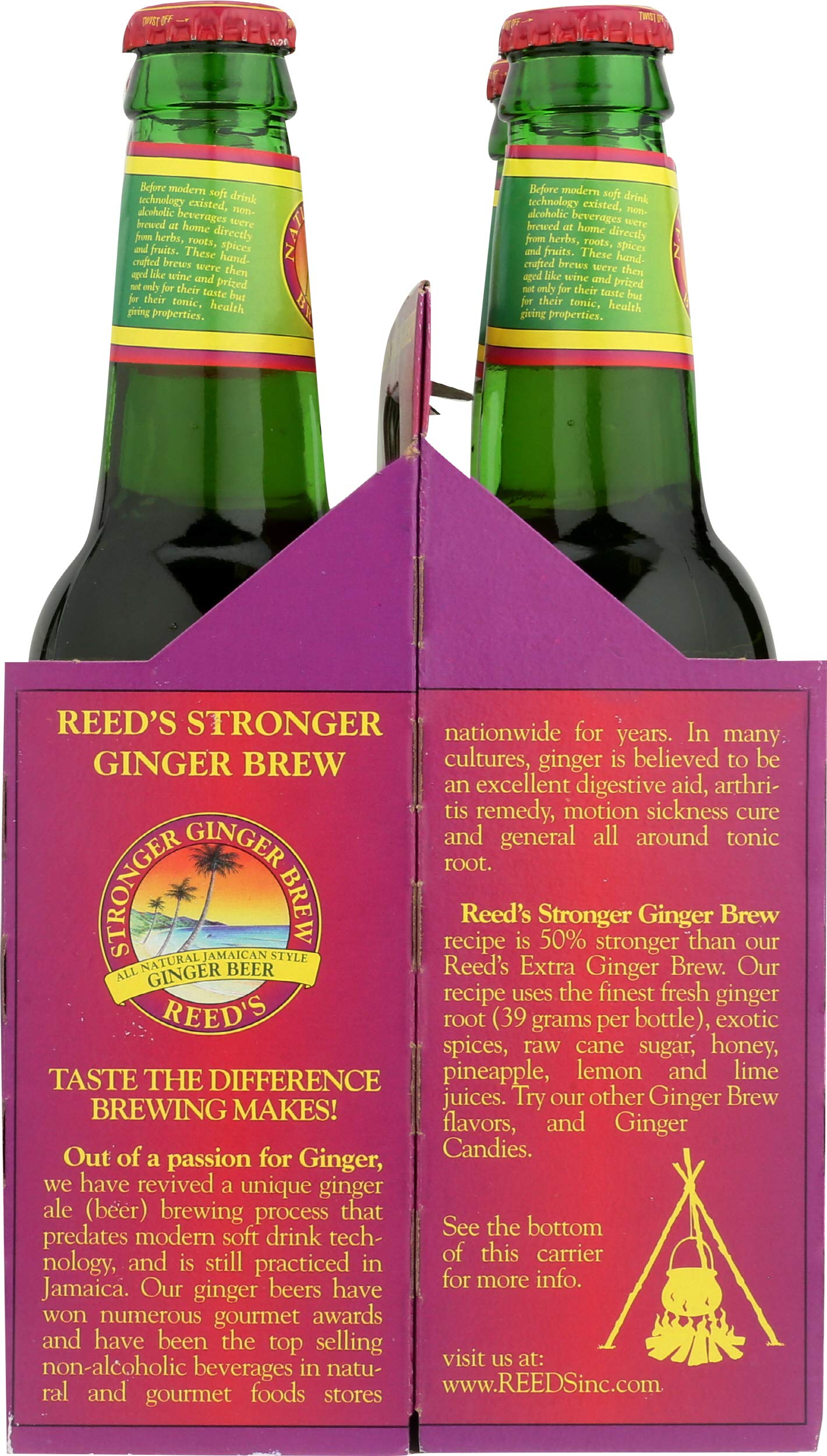 Reeds Ginger Brew, Ginger Beer, 12 Ounce, 4 Pack